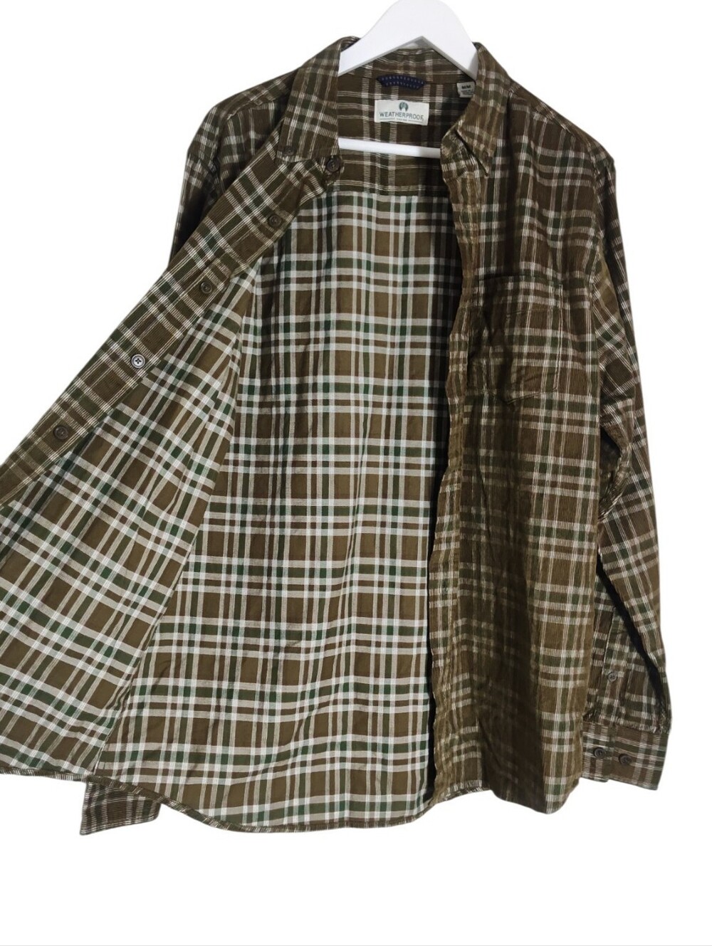 Weatherproof Men’s Plaid Corduroy Button Down Shirt Sz M